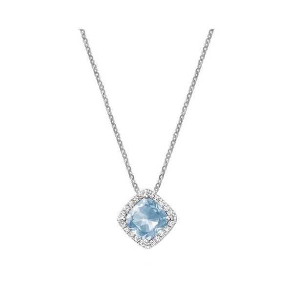 Sterling Silver BlueTopaz & Cubic Zirconia Halo Necklace 18
