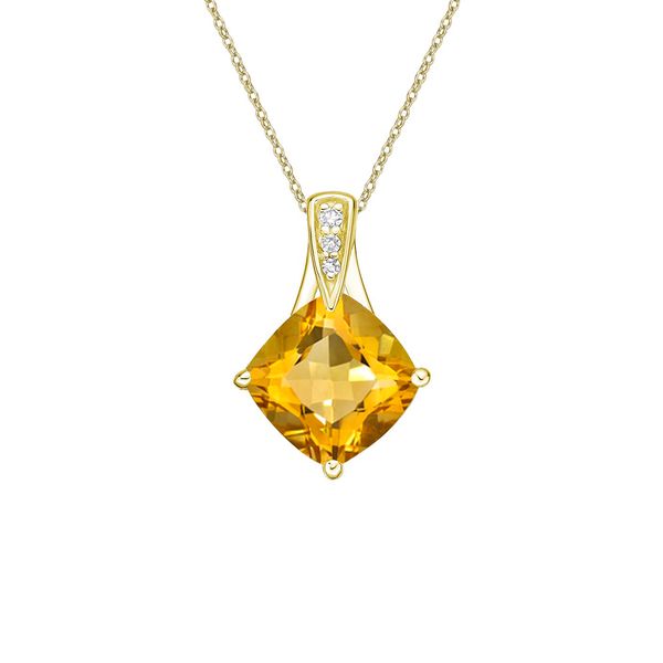 10K Yellow Gold Cushion Cut Citrine And Diamond Pendant Barthau Jewellers Stouffville, ON