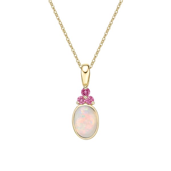 10K Yellow Gold OPal & Pink Tourmaline Necklace Barthau Jewellers Stouffville, ON