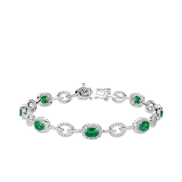 Sterling Silver Emerald & Cubic Zirconia Bracelet Barthau Jewellers Stouffville, ON