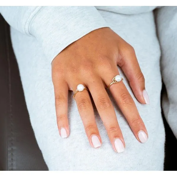 14K White Gold Cultured Pearl & Diamond Ring Image 2 Barthau Jewellers Stouffville, ON