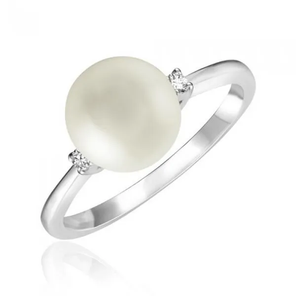 14K White Gold Cultured Pearl & Diamond Ring Barthau Jewellers Stouffville, ON