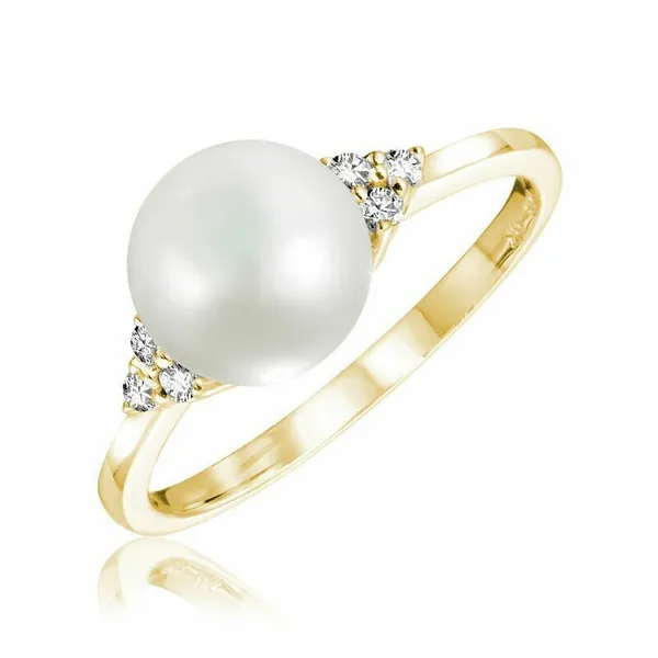 14K Yellow Gold Cultured Freshwater Pearl & Diamond Ring Barthau Jewellers Stouffville, ON