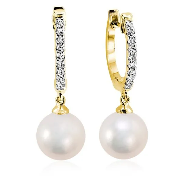 10KY 9.5MM Cultured Pearl And Diamond Earrings Barthau Jewellers Stouffville, ON