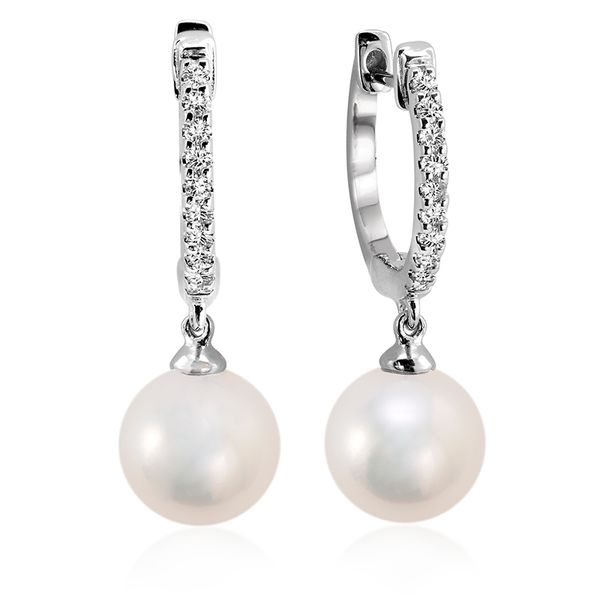10KW 9.5mm Cultured Pearl & Diamond Earrings Barthau Jewellers Stouffville, ON