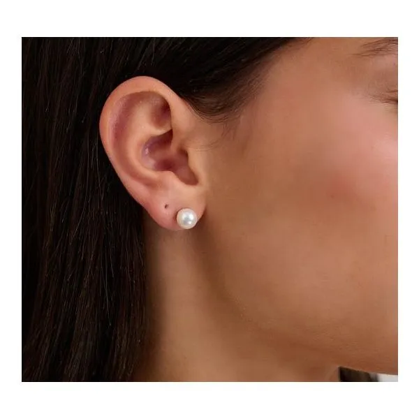 10K Yellow Gold 8MM Freshwater Pearl Earrings Image 2 Barthau Jewellers Stouffville, ON
