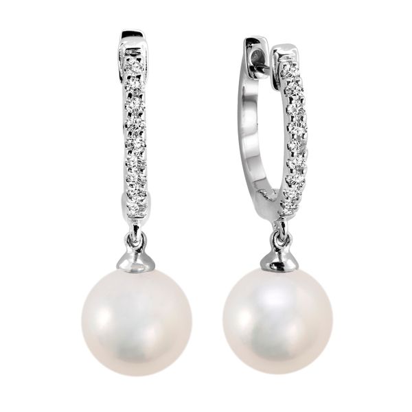 Sterling Silver 8MM CULT PEARL & Cubic Zirconia EARRINGS Barthau Jewellers Stouffville, ON
