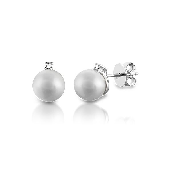 Sterling Silver 7MM AKOYA CULT PEARL & CUBIC ZIRCONIA EARRINGS Barthau Jewellers Stouffville, ON