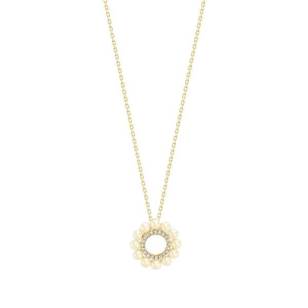 14K Yellow Gold Cultured Pearl & Diamond Necklace Barthau Jewellers Stouffville, ON