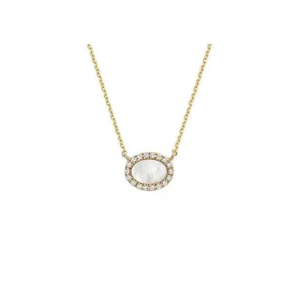 14K Yellow Gold Mother Of Pearl & Diamond Necklace Barthau Jewellers Stouffville, ON