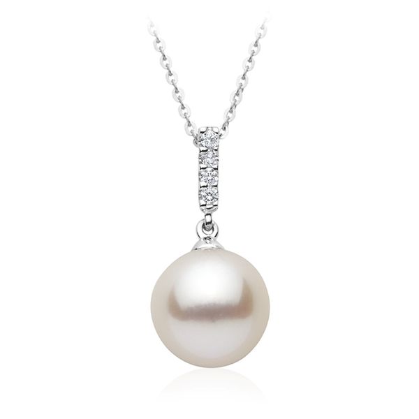 Sterling Silver 9MM CULT PEARL & CUBIC ZIRCONIA NECKLACE Barthau Jewellers Stouffville, ON