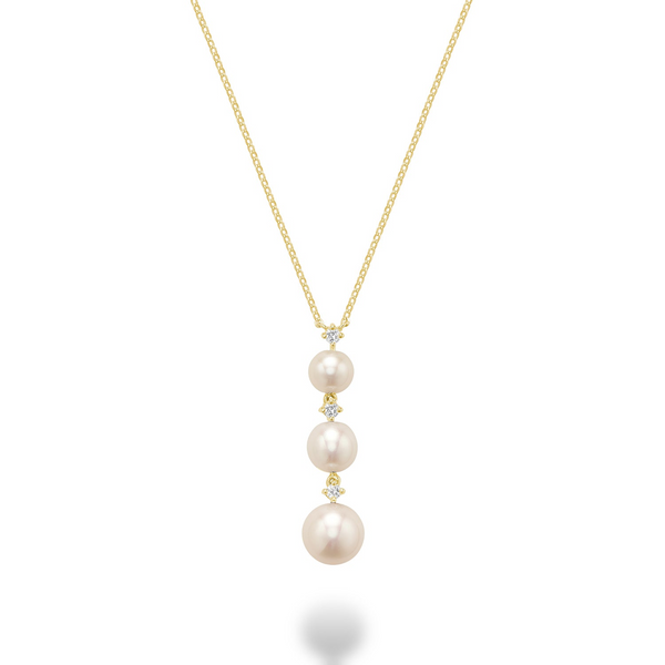 14K Yellow Gold Cultured Pearl & Diamond Necklace Barthau Jewellers Stouffville, ON