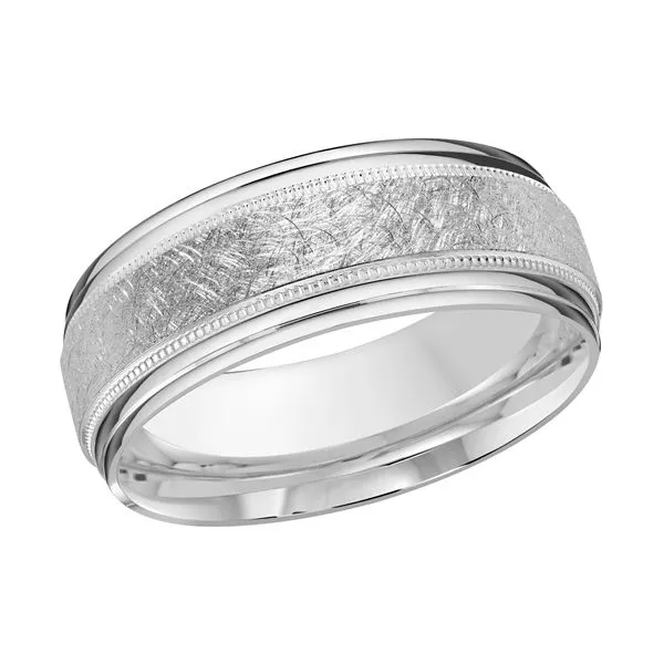 10K White Gold 8MM Scratch Finish Wedding Band Barthau Jewellers Stouffville, ON