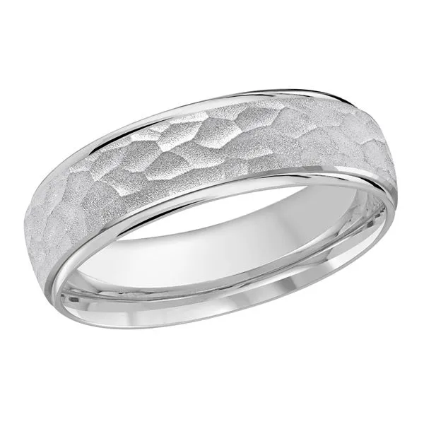 10K White Gold 6MM Hammered Wedding Band Barthau Jewellers Stouffville, ON