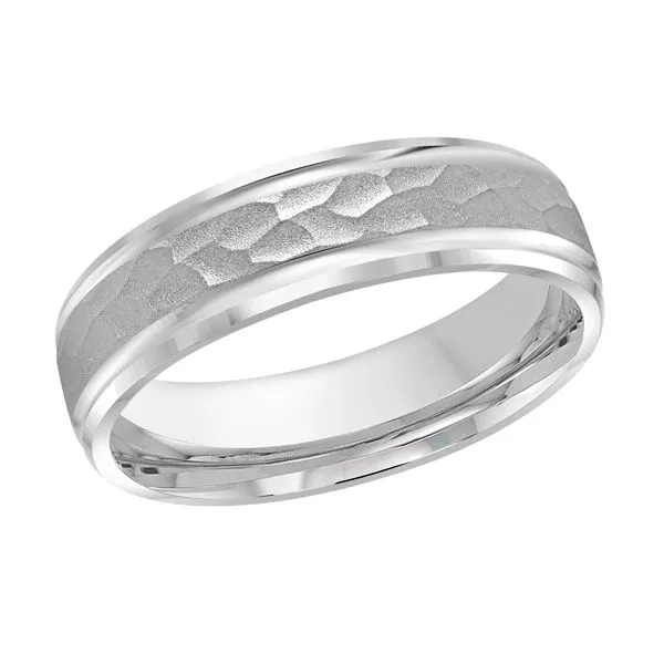 10K White Gold 6MM Hammered Wedding Band Barthau Jewellers Stouffville, ON