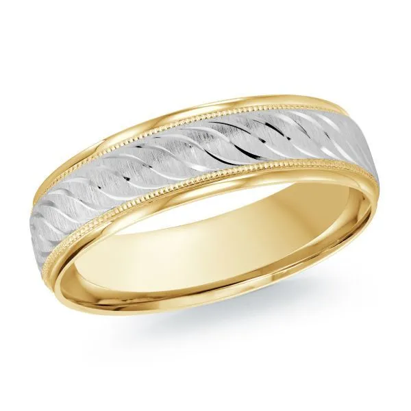10K White & Yellow Gold 6MM Design Wedding Band Barthau Jewellers Stouffville, ON
