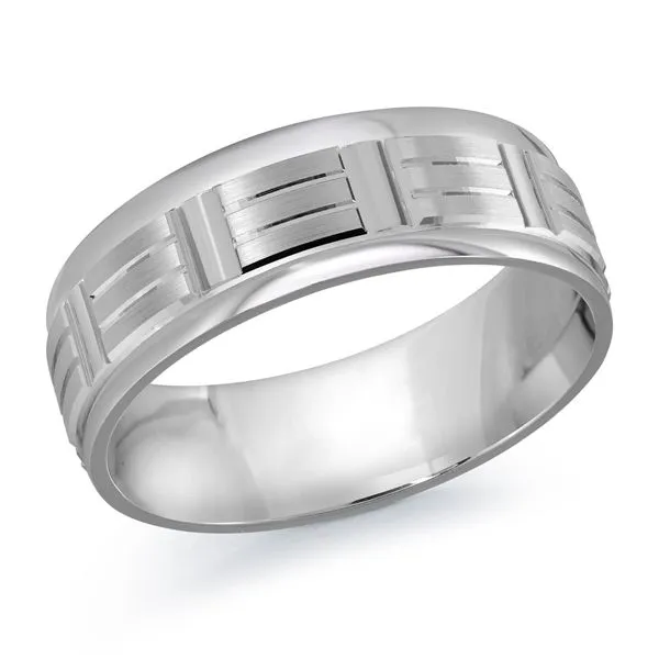 10K White Gold 7MM Design Wedding Band Barthau Jewellers Stouffville, ON