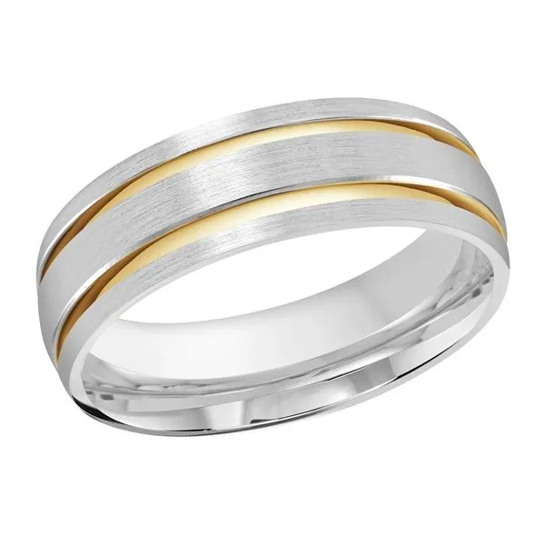 10K White & Yellow Gold 7MM Two Tone Wedding Band Barthau Jewellers Stouffville, ON