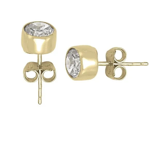 10KY 5MM CZ BEZEL EARRING Barthau Jewellers Stouffville, ON