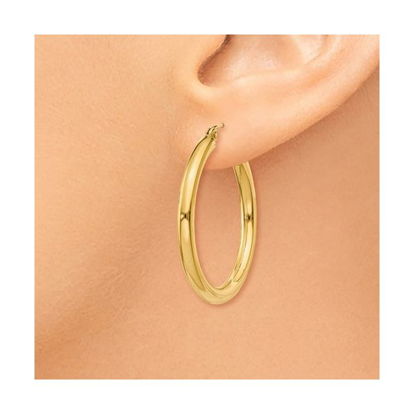 14KY 3mm Hoop Earrings Image 3 Barthau Jewellers Stouffville, ON
