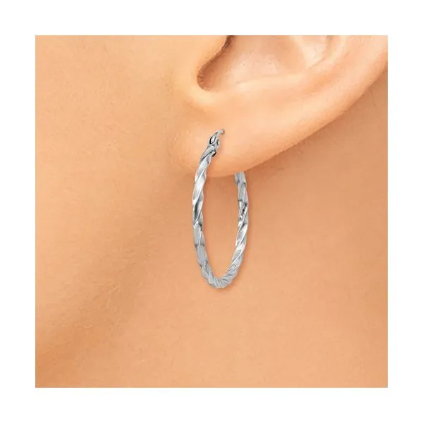 14KW 2mm Hoop Earrings Image 3 Barthau Jewellers Stouffville, ON