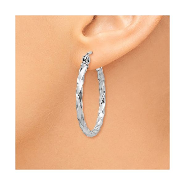 14KW 2mm Hoop Earrings Image 3 Barthau Jewellers Stouffville, ON