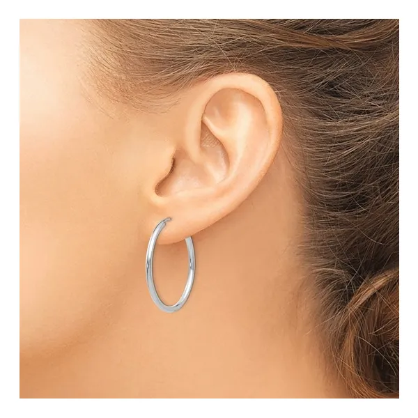 14K White Gold 25MM Hoop Earrings Image 4 Barthau Jewellers Stouffville, ON
