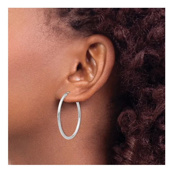 14K White Gold Hoop Earrings Image 2 Barthau Jewellers Stouffville, ON