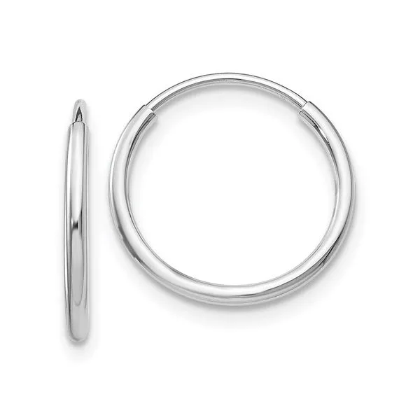 14K White Gold 14MM Sleeper Earrings Barthau Jewellers Stouffville, ON