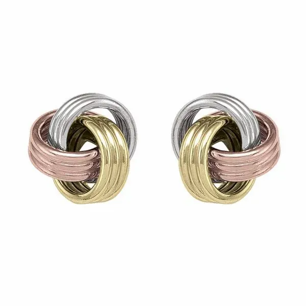 10K Rose/Yellow/White Gold Love Knot Earrings Barthau Jewellers Stouffville, ON