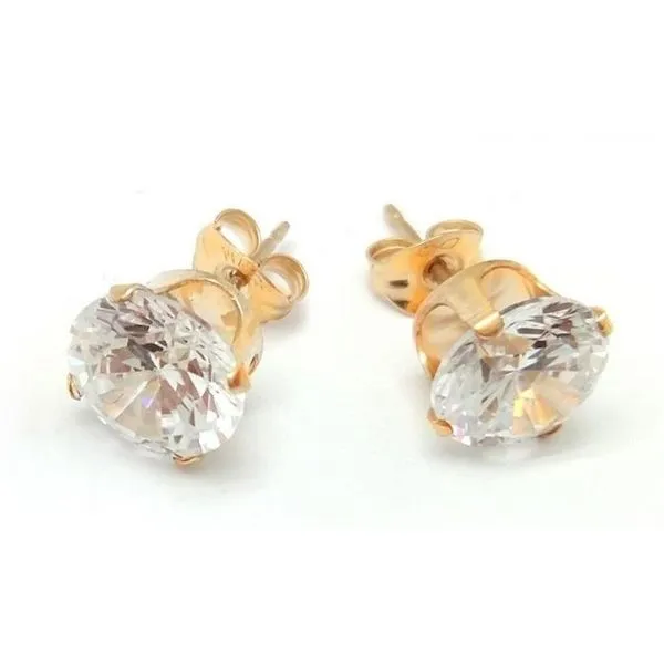 14K Yellow Gold 8MM CZ Stud Earrings Barthau Jewellers Stouffville, ON