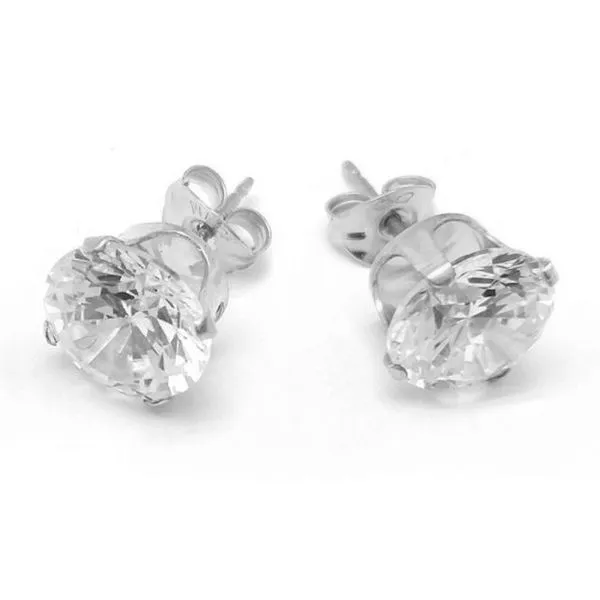 14K White Gold 6MM CZ Stud Earrings Barthau Jewellers Stouffville, ON