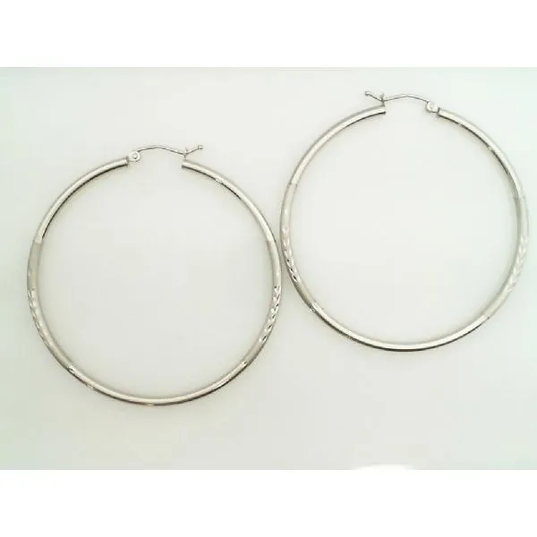 14K White Gold 50MM Hoop Earrings Barthau Jewellers Stouffville, ON