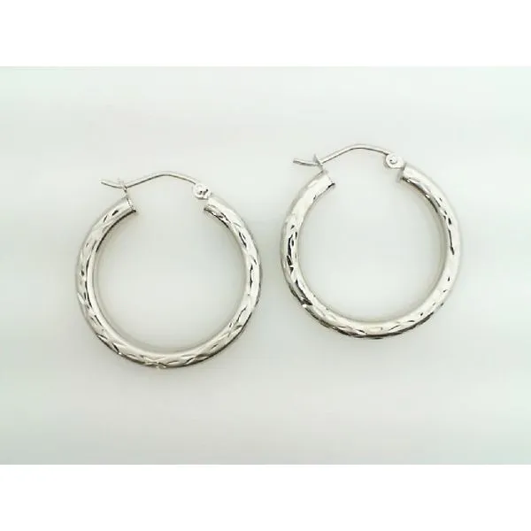 14K White Gold 25MM Hoop Earrings Barthau Jewellers Stouffville, ON