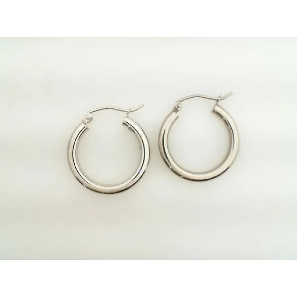 14K White Gold 20MM Hoop Earrings Barthau Jewellers Stouffville, ON