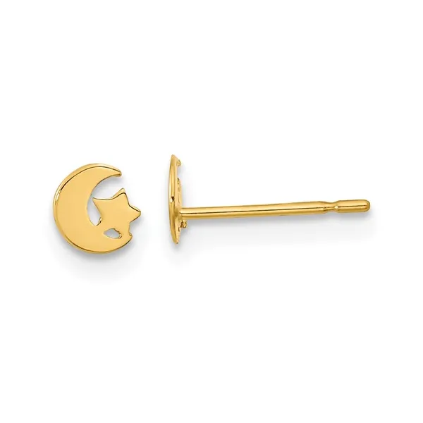 14K Yellow Gold Kids Moon And Star Earrings Barthau Jewellers Stouffville, ON