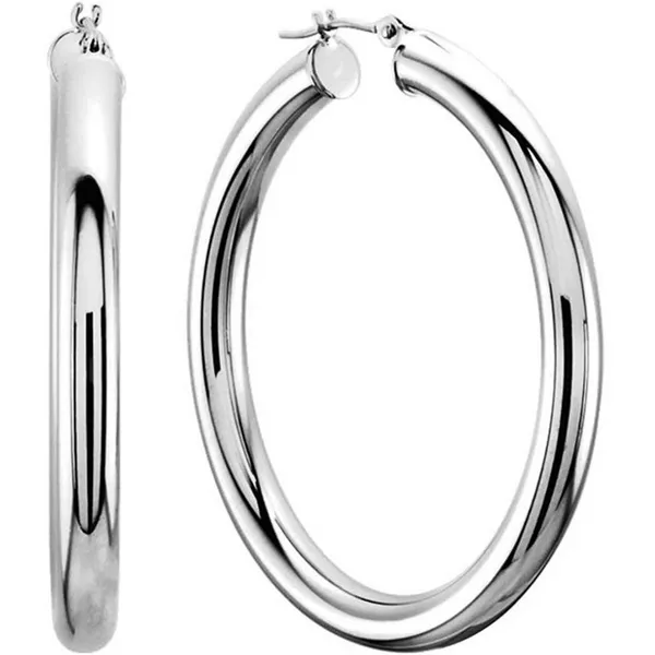 14K White Gold 35MM Hoop Earrings Barthau Jewellers Stouffville, ON