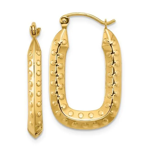 10K Yellow Gold Patterned Hoop Earrings Barthau Jewellers Stouffville, ON