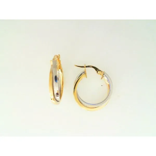 10K Yellow And White Gold 15MM Intertwined Hoop Earrings Barthau Jewellers Stouffville, ON