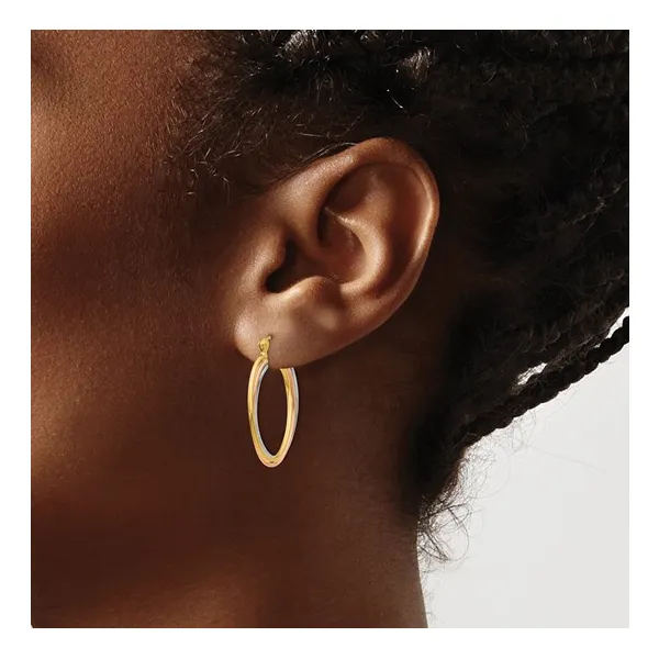 14K Tri Colour Gold Oval Hoop Earrings 20MM Image 2 Barthau Jewellers Stouffville, ON