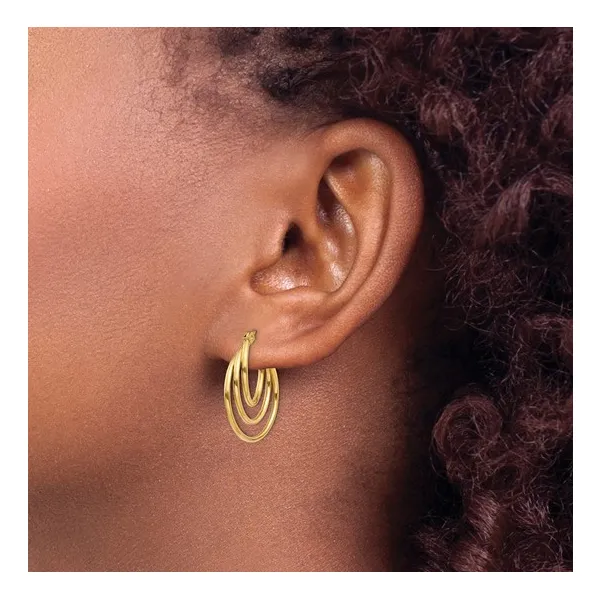 14K Yellow Gold Triple Hoop Earrings 20MM Image 2 Barthau Jewellers Stouffville, ON