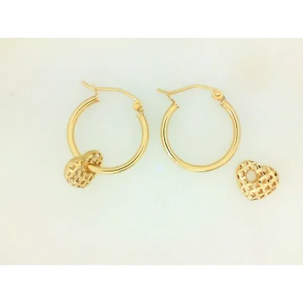 14K Yellow Gold Hoop And Detachable Heart Hoop Earrings 20MM Barthau Jewellers Stouffville, ON