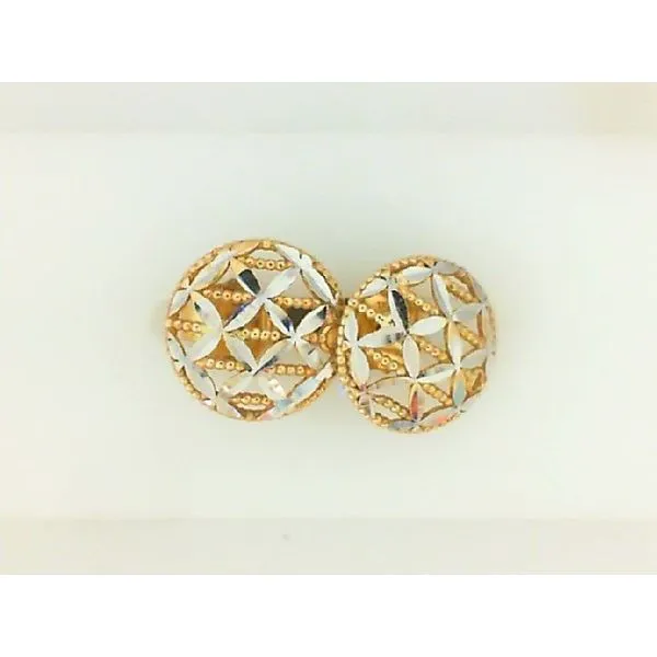 14K Yellow And White Gold Patterned Stud Earrings Barthau Jewellers Stouffville, ON