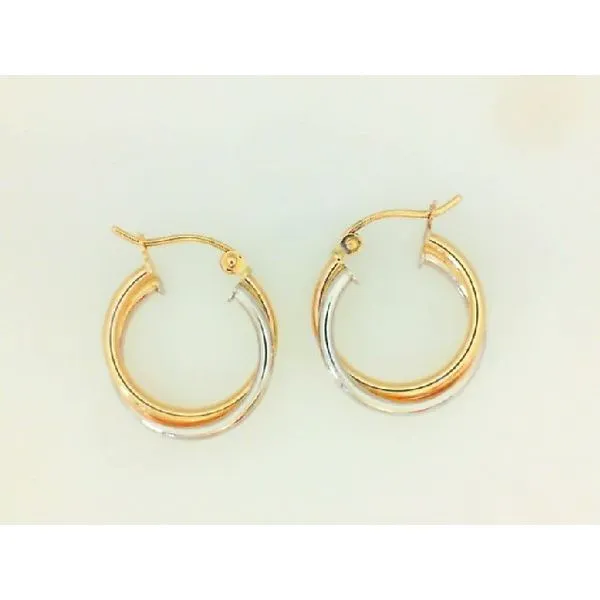 14K Yellow And White Gold Entwined Hoop Earrings 15MM Barthau Jewellers Stouffville, ON
