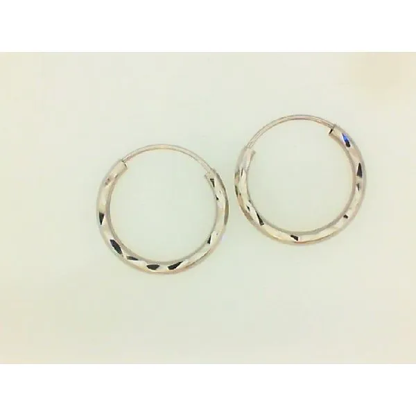 14K White Gold Diamond Cut Endless Hoop Earrings 15MM Barthau Jewellers Stouffville, ON