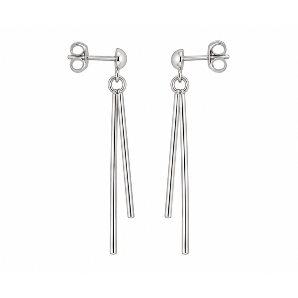 14K White Gold Dangle Double Bar Earrings Barthau Jewellers Stouffville, ON
