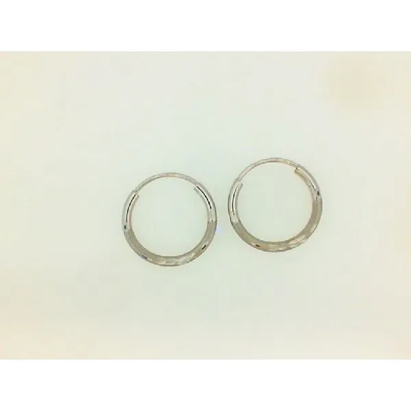 14K White Gold Diamond Cut Endless Hoop Earrings 15MM Barthau Jewellers Stouffville, ON