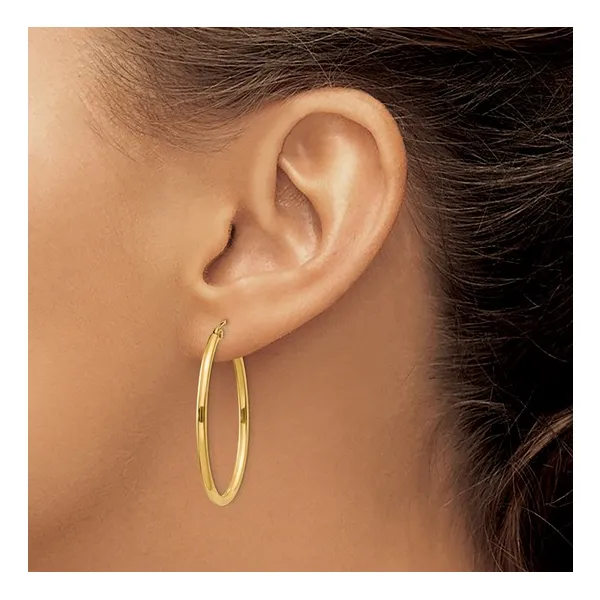 14K Yellow Gold Oval Hoop Earrings 25MM Image 2 Barthau Jewellers Stouffville, ON