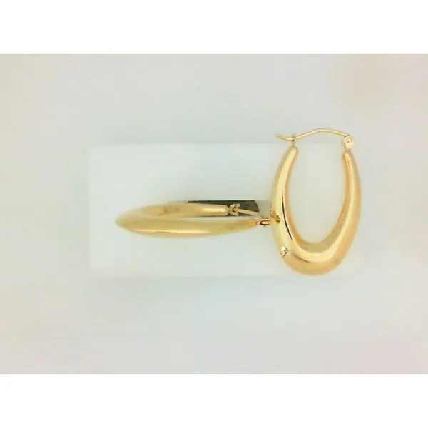14K Yellow Gold Knife-Edge Oval Hoop Earrings 15MM Barthau Jewellers Stouffville, ON