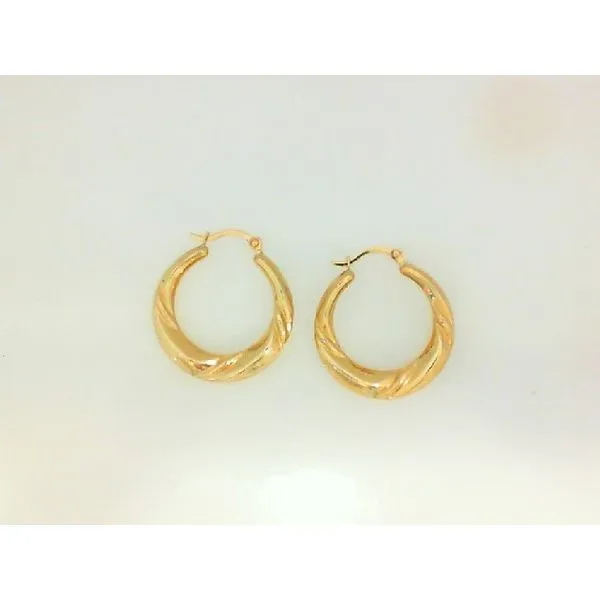 14K Yellow Gold Patterned Hoop Earrings 20MM Barthau Jewellers Stouffville, ON